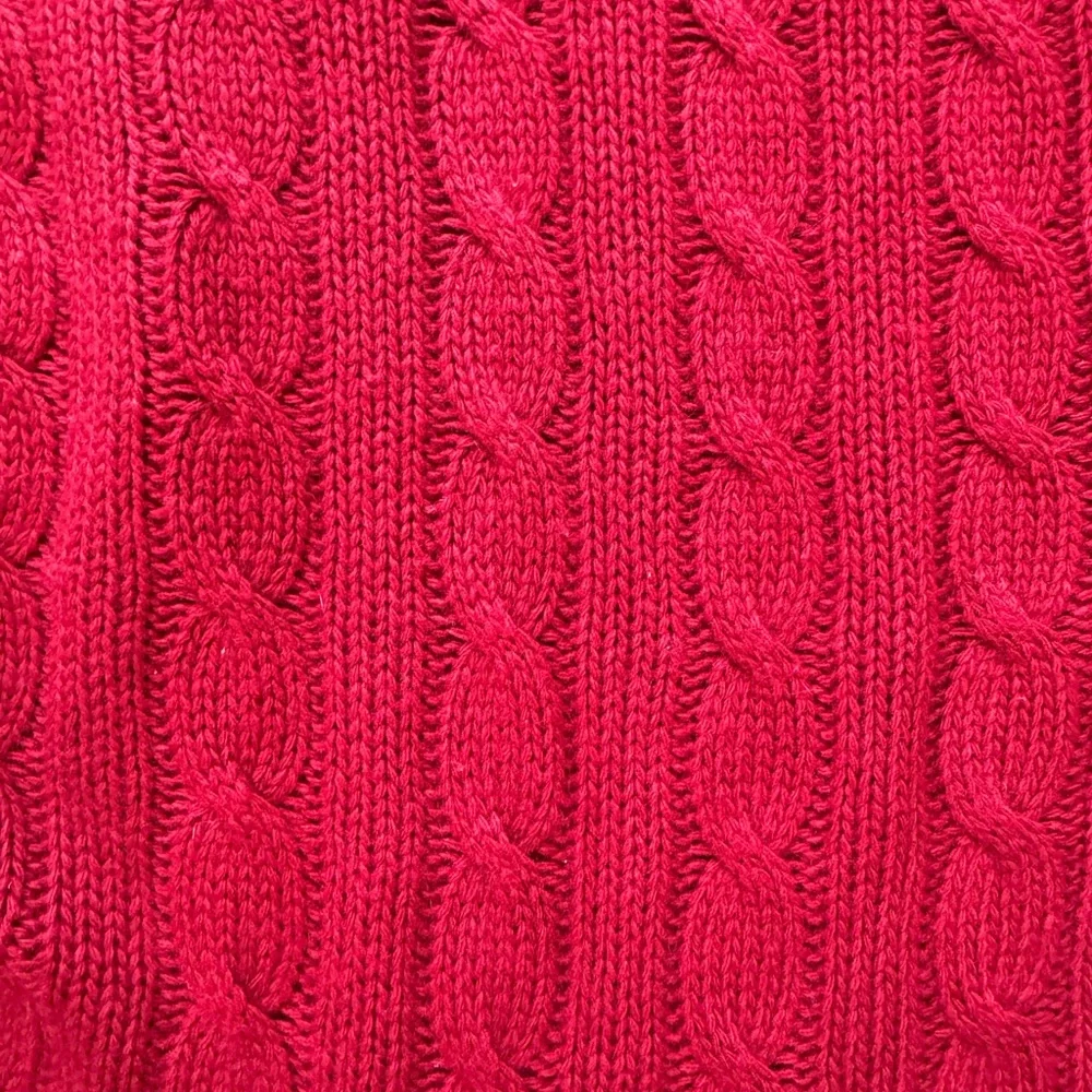 J. Crew Red Cable Knit Turtleneck Sweater medium wool blend